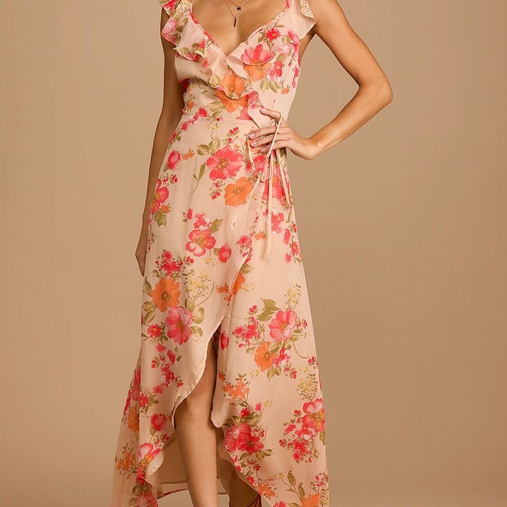 Floral Print Wrap Maxi Dress
